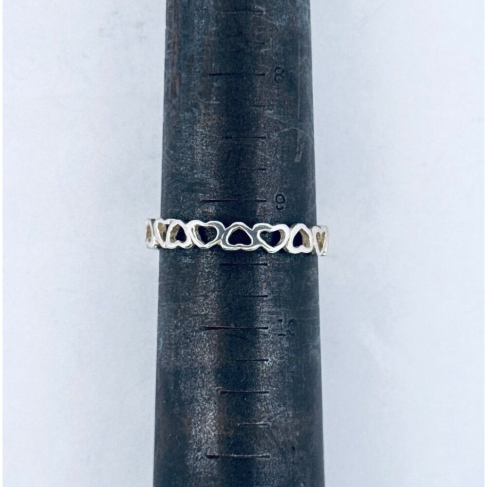 Sterling Silver 925 Open Heart Band Ring, Size 9.25, 925 Estate Jewelry - Picture 5 of 8